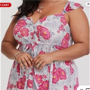 Torrid Pink and Gray Floral Maxi Dress